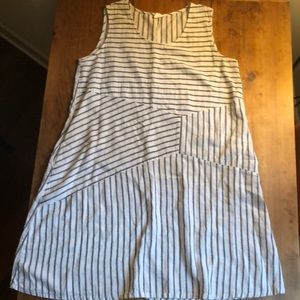 Et Lois Linen Blend White/Blue Sundress